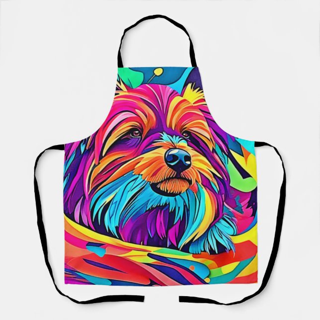 Delantal Vibrant Yorkie Pop Art (Anverso)