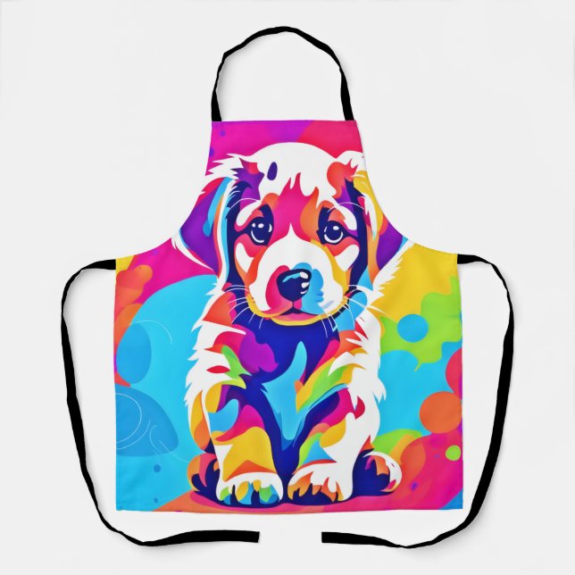 Delantal Vibrante Arte De Cachorro (Anverso)