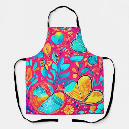 Delantal Vibrante arte del corazón floral