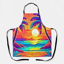 Vibrante arte tropical del atardecer