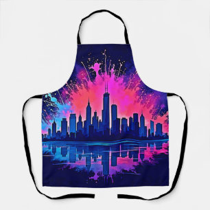 Delantal Vibrante Cityscape Splash Art