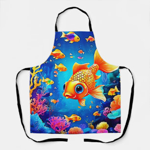 Delantal Vibrante diseño del mundo de los peces submarinos