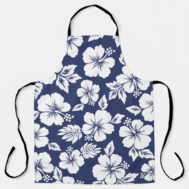 Delantal Vibrante Hibiscus: Patrón floral sin foco. (Anverso)