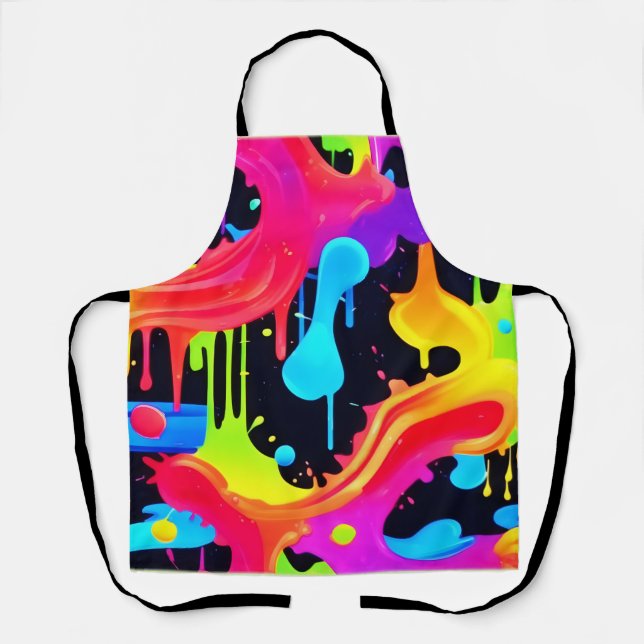 Delantal Vibrante Neon Color Splash Art (Anverso)