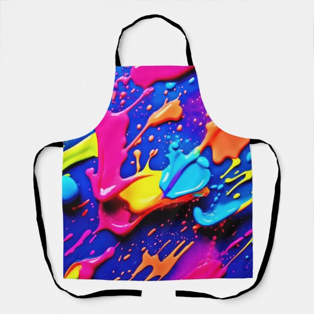 Delantal Vibrante obra de arte de pintura de neón (Anverso)