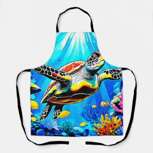 Delantal Vibrante paisaje de sueños de tortuga marina