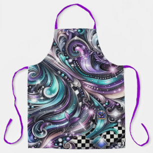Delantal Vibrante Paisley Metálico Púrpura Azul Verde azula
