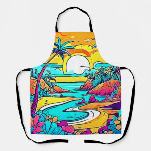 Delantal Vibrante Playa Tropical Sunset