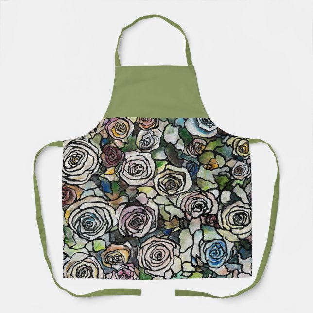 Delantal Vibrante Rosa Floral Bouquet Apron (Anverso)