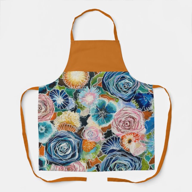 Delantal Vibrante Rosa Garden Bouquet Apron (Anverso)