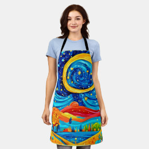 Delantal Vibrante Starry Night Style Art