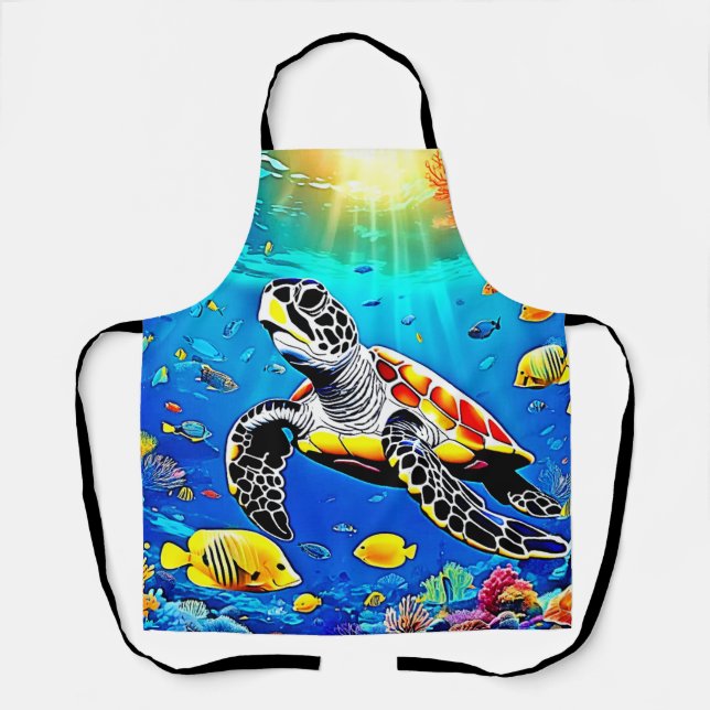Delantal Vibrante vida de arrecife de tortuga (Anverso)