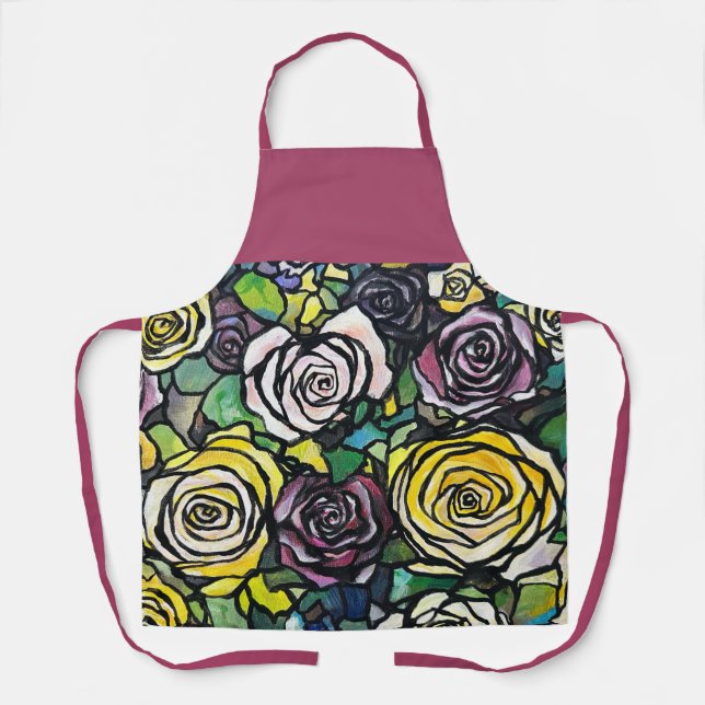 Delantal Vibrantes Rosas Bouquet Apron (Anverso)