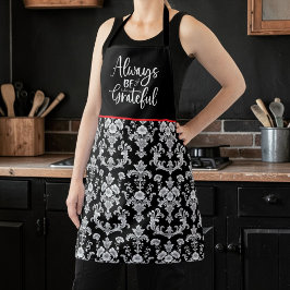 Delantal Victorian Black and White Damask Pattern