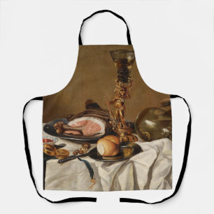 Delantal Vida con jamón, libros y naves ornamentales