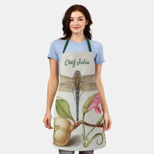 Delantal Vida de jardín, libélula, pera, clavel e insecto