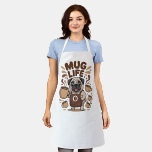 Delantal Vida de taza, Pug divertido amante del café barist