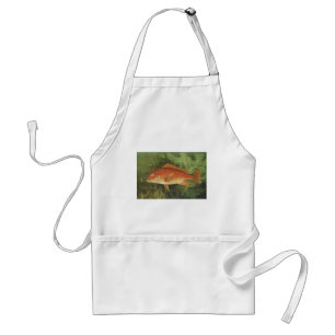 Delantal Vida marina vintage, pescado fresco rojo en el océ