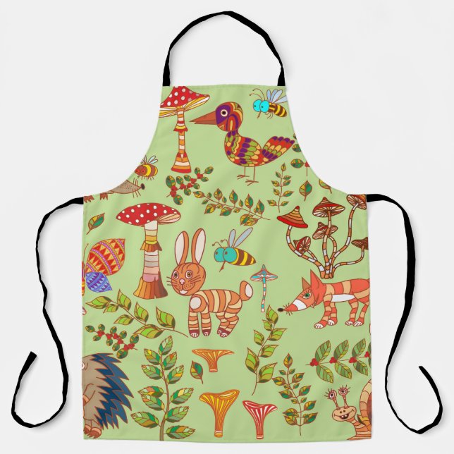 Delantal Vida silvestre: Ilustracion de fauna de la Flora d (Anverso)