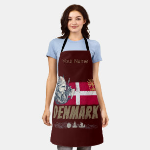 Delantal Videovisionado de la bandera de Dinamarca y recuer