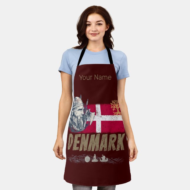Delantal Videovisionado de la bandera de Dinamarca y recuer (Gastado)