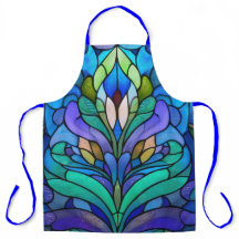 Vidrio azul con manchas florales