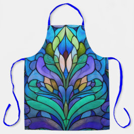 Delantal Vidrio azul con manchas florales