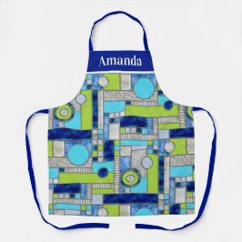 Delantal Vidrio manchado azul verde Art Deco