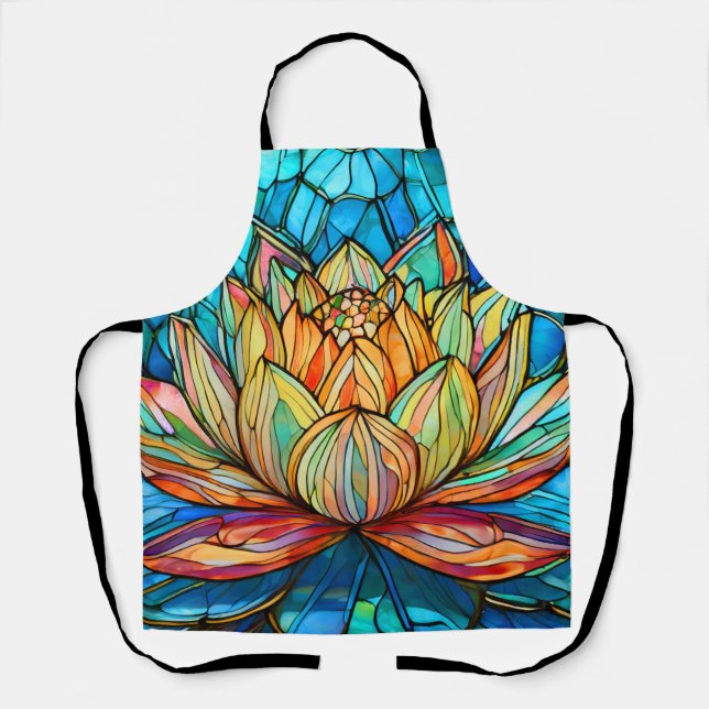 Delantal Vidrio manchado rosa de Lotus (Anverso)