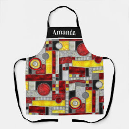 Delantal Vidrio rojo con manchas amarillas