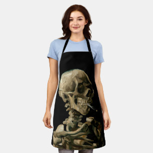 Delantal Vincent van Gogh - Calavera con cigarrillo en llam
