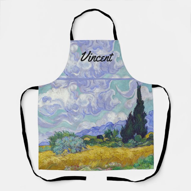 Delantal Vincent Van Gogh - Campo de trigo con cipreses (Anverso)