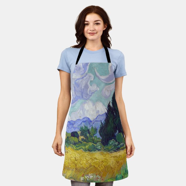 Delantal Vincent Van Gogh - Campo de trigo con cipreses (Gastado)