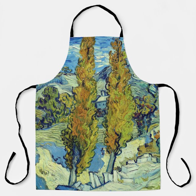 Delantal Vincent Van Gogh Two Poplars en Saint-Rémy (Anverso)
