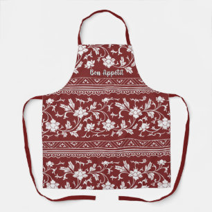 Delantal Viñeta floral Chinoiserie bon appetit rojo Apron
