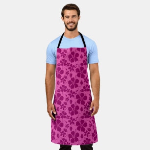 DELANTAL VINO TINTO BURGUNDY CON ESTAMPADO HULA HAWAIANO (H
