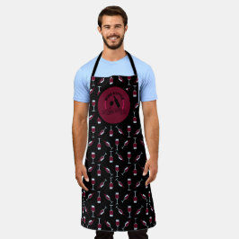 Delantal Vino Un Poco Ríe Mucho Chef De Vino Divertido