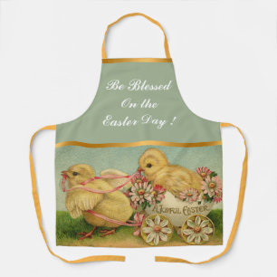 Delantal Vintage 2 Pollos en vacaciones de Pascua