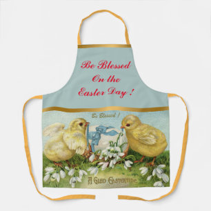 Delantal Vintage 2 Pollos Y Huevos De Pascua