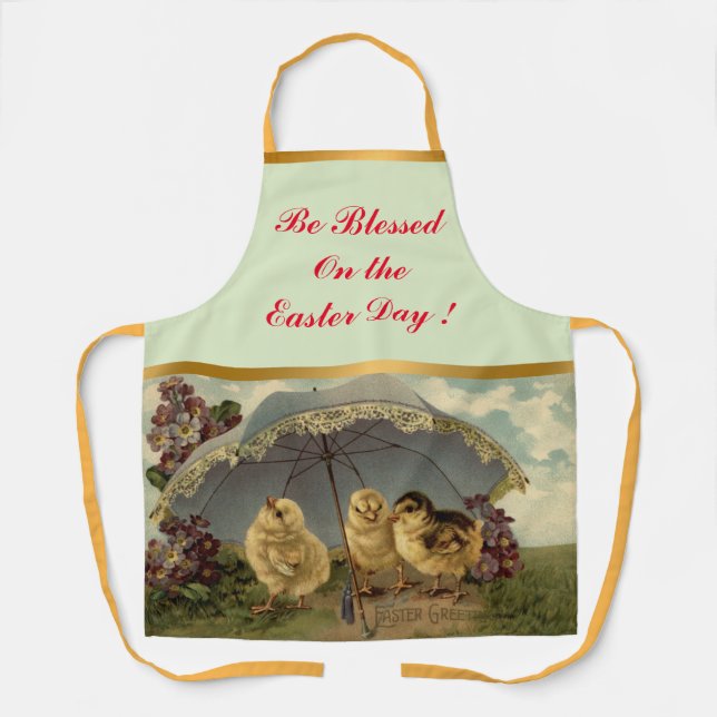 Delantal Vintage 3 Pollos Festividad de Pascua (Anverso)