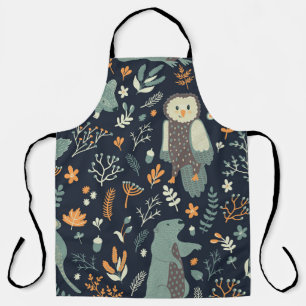 Delantal Vintage Animales Textura Floral Sin Marea