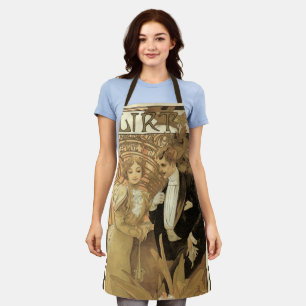 Delantal Vintage Art Nouveau Flirt Biscuits, Alphonse Mucha