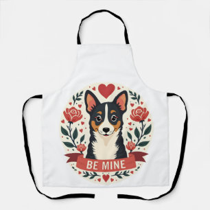 Delantal Vintage Be Mine Corgi San Valentín Floral Arte Fol