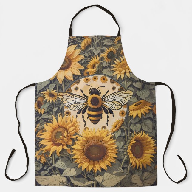 Delantal Vintage Bee and Sunflowers (Anverso)