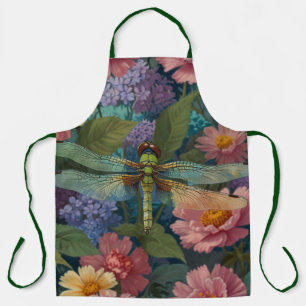 Delantal Vintage boho chic floral pastel jardín libélula