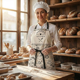 Delantal Vintage Breakfast Bakery Seamless Pattern