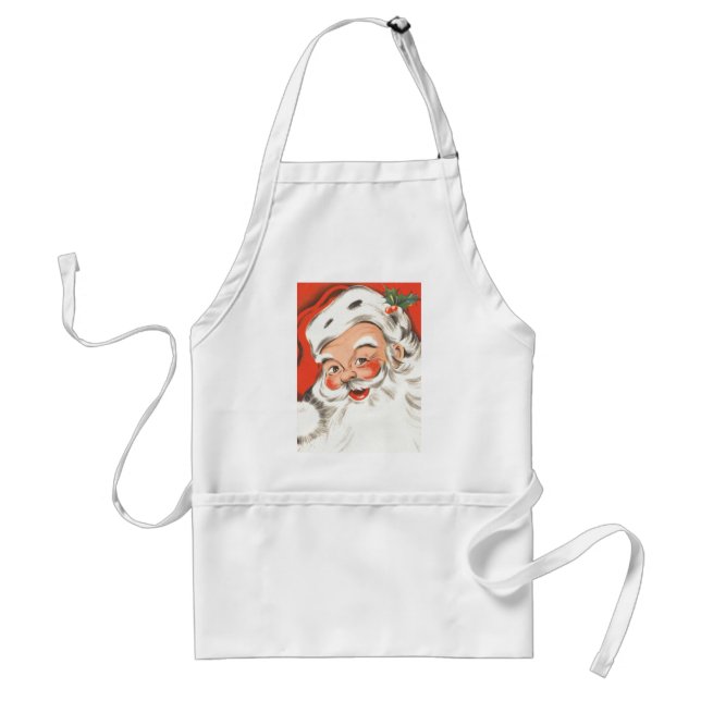 Delantal Vintage Christmas, Jolly Santa Claus con sonrisa (Frente)