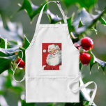 Delantal Vintage Christmas, Jolly Winking Santa Claus<br><div class="desc">Diseño de vacaciones de Navidades de ilustracion de época con un feliz y alegre Santa Claus usando un gorra y guiñando el ojo como si tuviera un secreto. Ho,  ho,  ho,  ¡Feliz Navidad!</div>