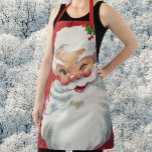Delantal Vintage Christmas, Jolly Winking Santa Claus<br><div class="desc">Vintage illustration Christmas holiday design featuring a happy,  jolly Santa Claus wearing a hat and winking as if he has a secret. Ho,  ho,  ho,  Merry Christmas!</div>