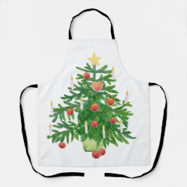 Delantal Vintage Christmas Tree with a Star White